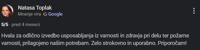 Google mnenje podjetja požarni enžiniring